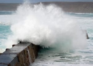 Stormy seas at Sennen